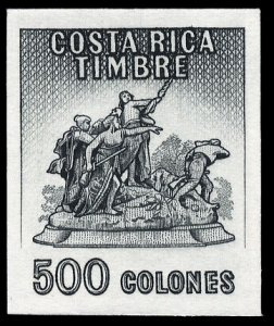 Costa Rica, 1965 Revenue Stamps, 500c proof in black on card,