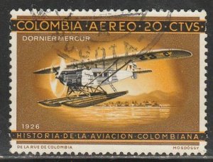 COLOMBIA C473, 20¢ HISTORY OF COLUMBIAN AVIATION SINGLE. Used. F. (719)