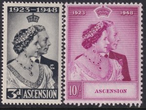 Ascension Sc# 52 / 53 QE 1949 Silver Wedding full set MLH CV $55.55