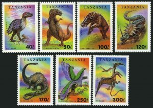 Tanzania 1217-1224,MNH.Michel 1767-1773,Bl.250. Fossil animals 1994:Dinosaurs.