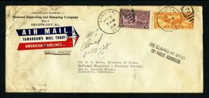 Airmail Special Delivery National Enameling, Houston, TX to Milwaukee, WI 2-9-38