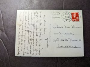 1938 Norway Postcard Cover Holmenkolle to Lausanne Switzerland