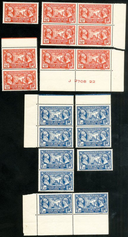 France Stamps # 243-4 MNH XF Lot Of 9 Scott Value $90.00