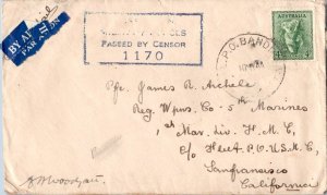 Australia 4c Koala 1944 Mil.P.O. Bandrana Airmail to U.S. 5th Marines, 1st Ma...