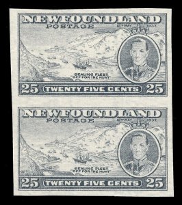 Newfoundland 1937 KGVI Coronation 25c IMPERF PLATE PROOF PAIR vfm. SG 266 var.