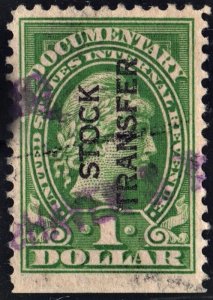 RD12d $1.00 Stock Transfer Stamp (1918) Used