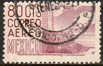 MEXICO C213, 80cts 1950 Definitive 2nd Printing wmk 300 HORIZ. USED. F-VF. (970)