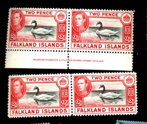 FALKLAND IS #86A (4) MINT FVF OG 2 NH 2 LH Cat $7