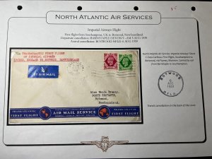 1939 Great Britain Imperial Airways FFC Cover Barnstaple Devon to Botwood NFLD