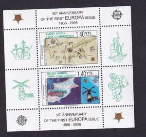 Cyprus  Turkish  #606-607a  MNH 2006 sheet Europa stamps 50th anniversary  perf.