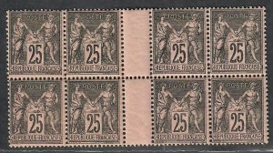 $France Sc#100 Y Vert#97 M/F-VF, RARE gutter block of 8! Cv. $920++