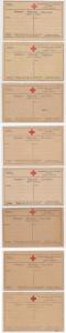 AUSTRIA WWI RED CROSS POW GROUP OF 8 REPLY PORTIONS DIFFERENT SHADES & PAPERS 