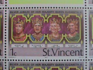 ​ST. VINCENT-1977 SC#484- SILVER JUBILEE OF QUEEN ELIZABETH II MNH SHEE VF