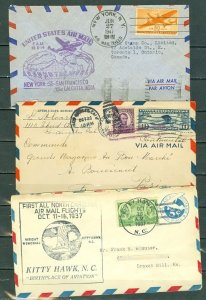 US 1926/37/47 LOT of (3) 5c  AIRMAIL COVERS...STATIONERY...CACHETS