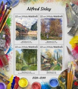 Maldives - 2017 Artist Alfred Sisley - 4 Stamp Sheet - MLD17305a