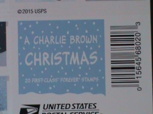 UNITED STATES-2015-SC# 5030b-A CHARLIE BROWN CHRISTMAS-BOOKLET OF 20 MNH VF