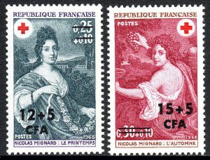 Reunion B28-B29, MNH. Red Cross. Paintings by N. Mignard. Spring, Fall, 1968