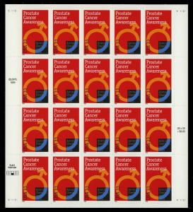 1999 33c Prostate Cancer Awareness, Annual Checkup Scott 3315 Mint Sheet of 20