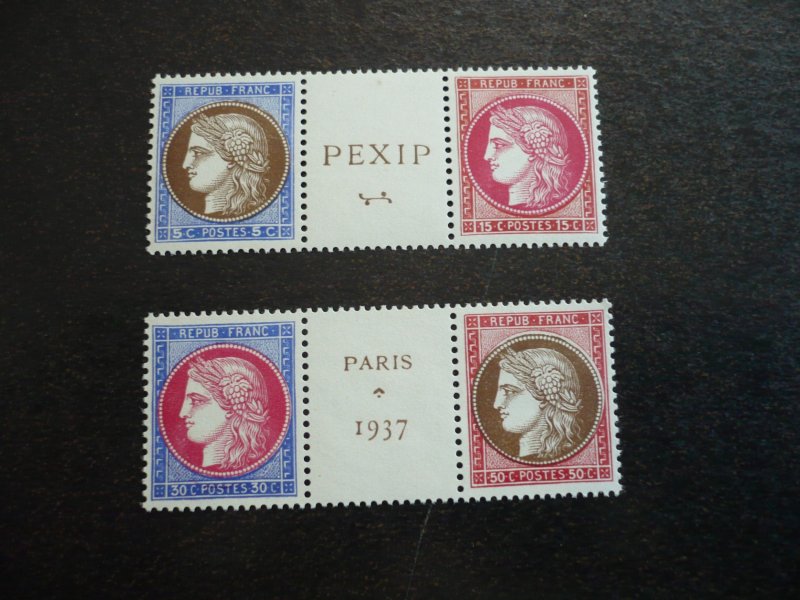 Stamps - France - Scott# 329a-329d - Mint Never Hinged 4 Stamps with labels