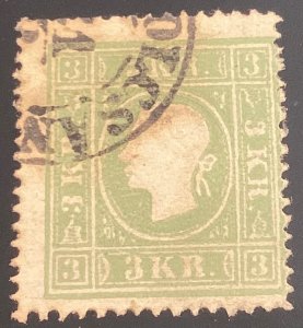 Austria #8 used 1859 3kr green Franz Josef