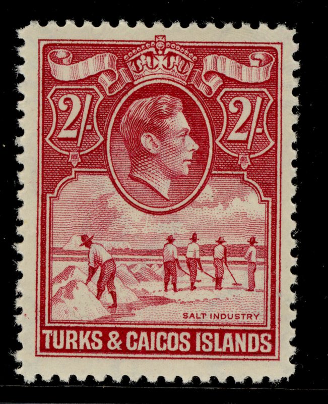 TURKS AND CAICOS ISLANDS GVI SG203a, 2s bright rose-carmine, VLH MINT. Cat £23.