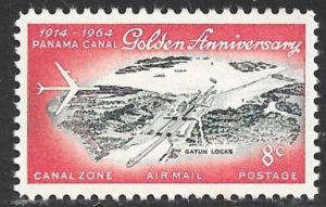 CANAL ZONE 1964 8c JET OVER CANAL VIEW Airmail Sc C37 MH