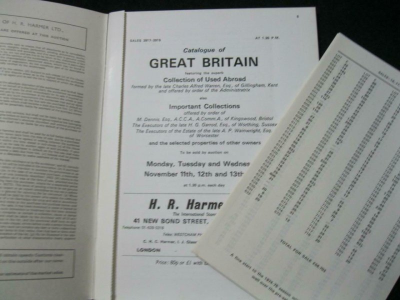 H R HARMER AUCTION CATALOGUE 1974 GREAT BRITAIN