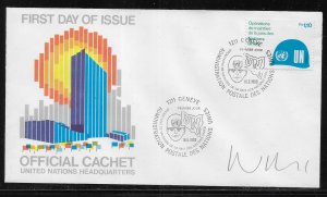 UN Geneva 92 UNEF on Headquarters Cachet FDC signed by Designer