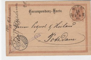 Austria 1891 Wien Cancel to Potsdam Stamps Card ref R 19502