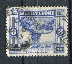 SIERRA LEONE; 1933 early GV Anniversary issue used Shade of 3d. value