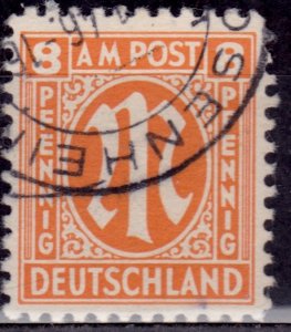 Germany 1945-46, Allied Occupation, A.M.G. 8pf, sc#3N6, used