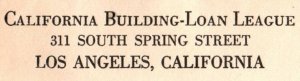 VINTAGE COMPANY CORNER CARD CALIFORNIA BUILDING LOAN LEAGUE LOS ANGELES CAL