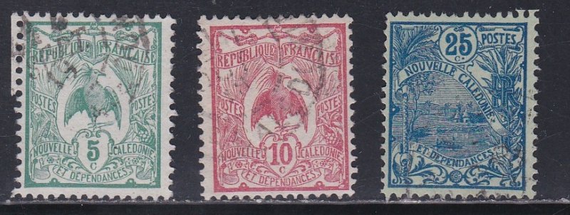 New Caledonia # 91, 93 & 98, Kagu & Landscape, Used, 1/3 Cat.