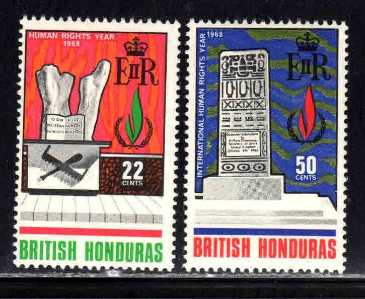 British Honduras #212-13 ~ Cplt Set of 2 ~ Human Rights Yr ~ Unused, HM   (1968)