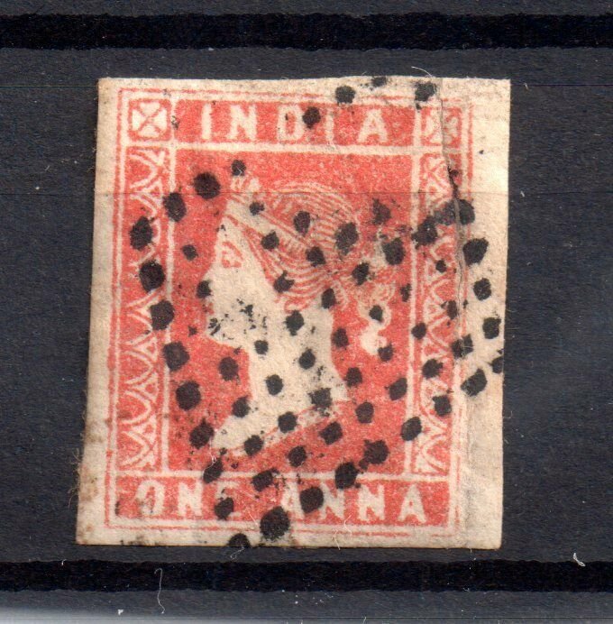 India QV 1854 1A red fine used 4 large margins WS16697