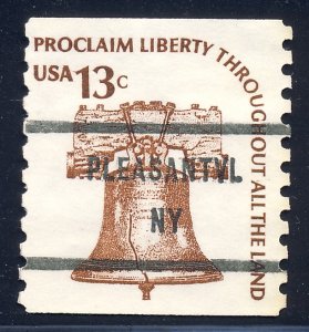 Pleasantville NY, 1618-81 Bureau Precancel, 13¢ coil Liberty Bell