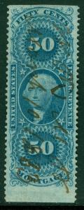 USA : 1862. Scott #R59b Used. Part perforated. Very Fine Fresh stamp. Cat $225