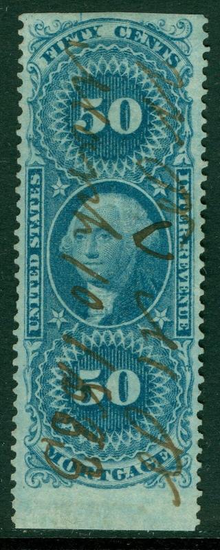 USA : 1862. Scott #R59b Used. Part perforated. Very Fine Fresh stamp. Cat $225