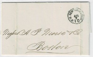 1868 New York, U.S. 10 Notes cancel in black on incoming cover from Mexico