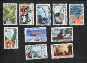 Set of 10 1966 Australia Antarctic Territory Science Stamps #L8-L10 & L12-L18