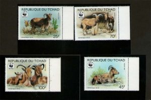 Chad 1988 Sc 574-577 WWF set MNH