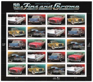 US #4353-57 42c Automobiles of the 50s Sheet, VF/XF OG NH, fresh sheets, STOC...