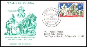 Wallis and Futuna 187 US Bicentennial Typed FDC