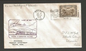 Canada 1928 First FLIGHT COVER Regina Edmonton