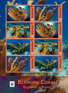 Grenada - 2016 - WWF - Elkhorn Coral - Sheet Of 8 - MNH