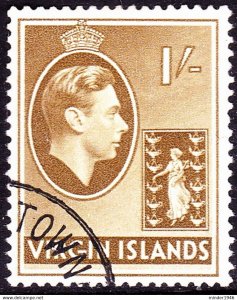 BRITISH VIRGIN ISLANDS 1938 KGVI 1/- Olive-Brown SG117 FU