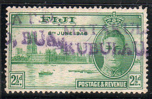 FIJI 1946 Victory 2½d scarce straight line cancel MATAKULA PO in violet...12198