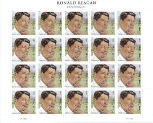 2011 44c Ronald Reagan, 40th President, Sheet of 20 Scott 4494 Mint F/VF NH