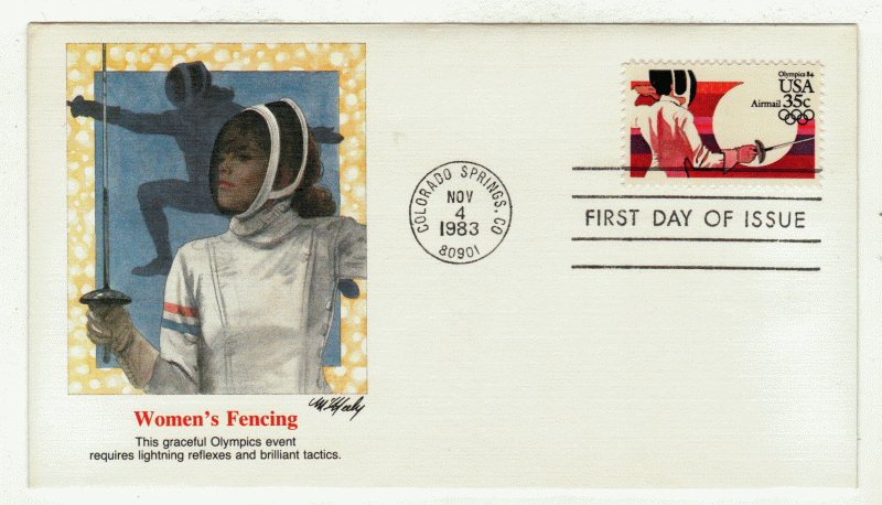 USA First Day Cover Air Mail # C 109 - 1984 Olympics Fencing - Fleetwood