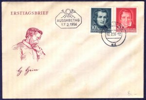 Germany DDR 1956 Heinrich Heine Poet Mi. 516/7 FDC